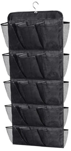 MISSLO 30 Large Pockets Dual Sided Hanging Shoe Organizer for Closet with Rotating Hanger Hanging Shoe Shelves, Grey