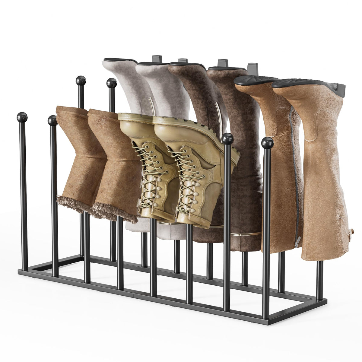 Freestanding Boot Rack, Shoe Storage Organizer Fit for 8 Pairs, Black
