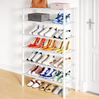 Smiry Bamboo Shoe Rack, 12 Vertical Slats, 3 Tier - 26.8" Wide, Natural