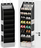 Criusia Shoe Organizer, Over the Door Shoe Organizer, Hanging Closet Shoe Storage with Large Deep Pockets, Fits 16–24 Pairs of Sneakers, Sandals, Boots, Gray