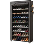 Laiensia 9-Tier Vertical Shoe Rack Organizer, Space Saving Shoe Storage Organizer, Non-Woven Cover Shoe Shelf Holds 36-45 Pairs for Bedroom, Hallway, Closet Entryway, Black