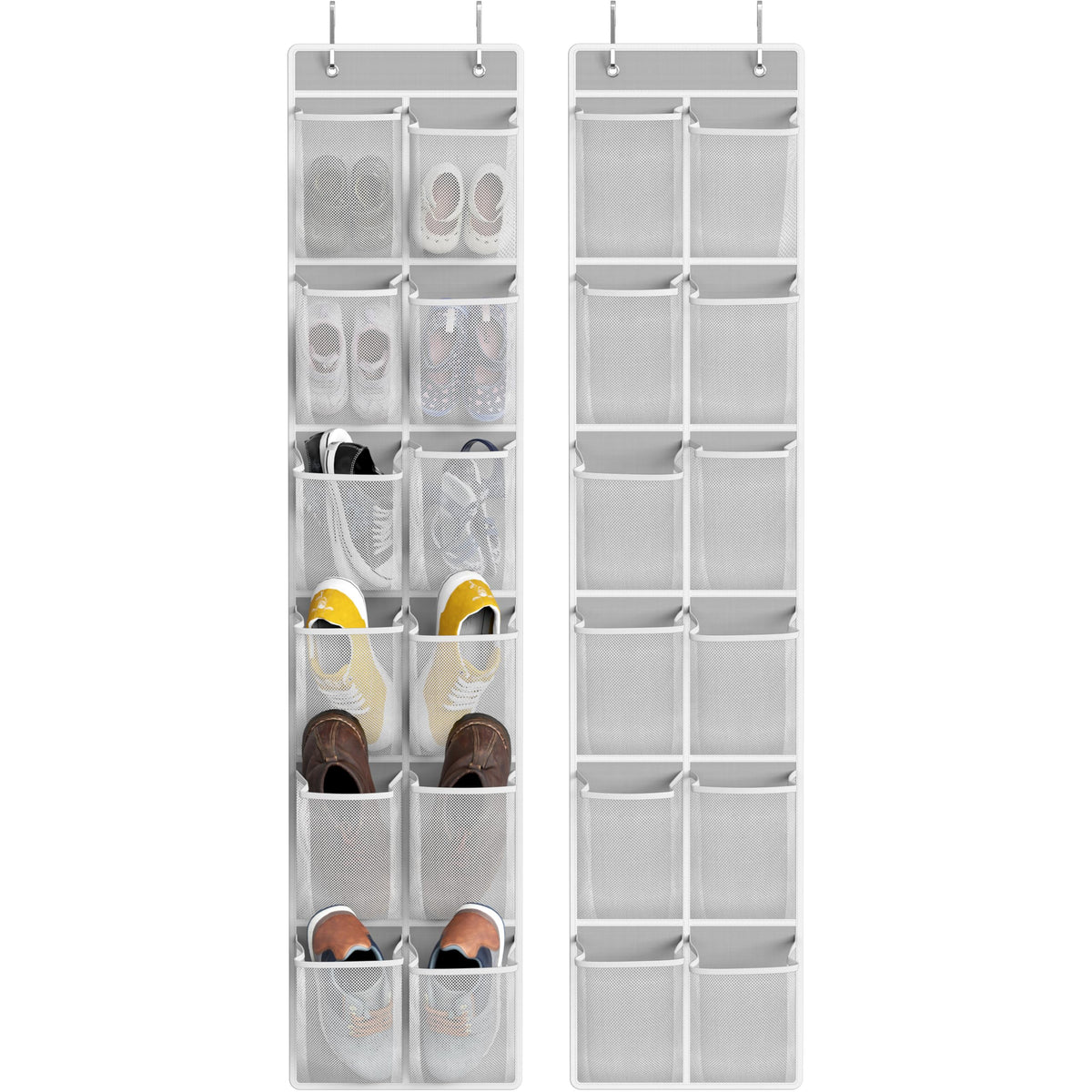 Simple Houseware 12 Pockets Large Over Door Shoe Organizer, 2 Pack, Gray