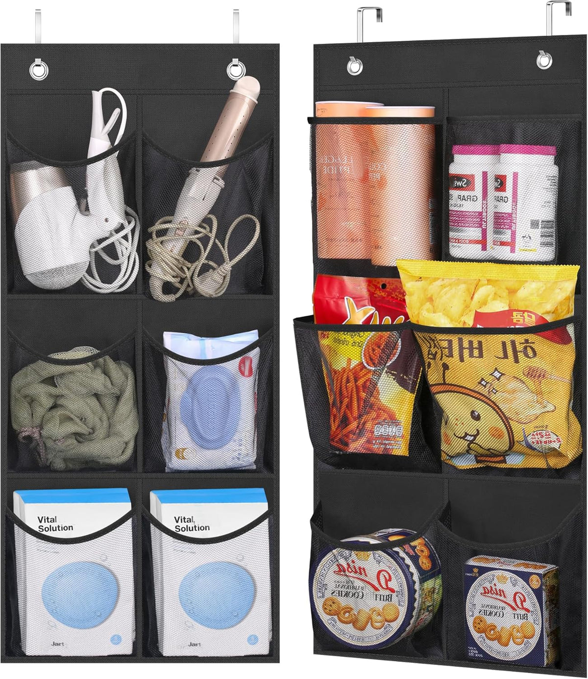 KIMBORA 2 Packs Narrow Over the Door/Wall Shoe Organizer Cruise, Small Hanging Shoe Rack for Closet with Clear Mesh Pocket for Bathroom, RV, Pantry, Camping (White)