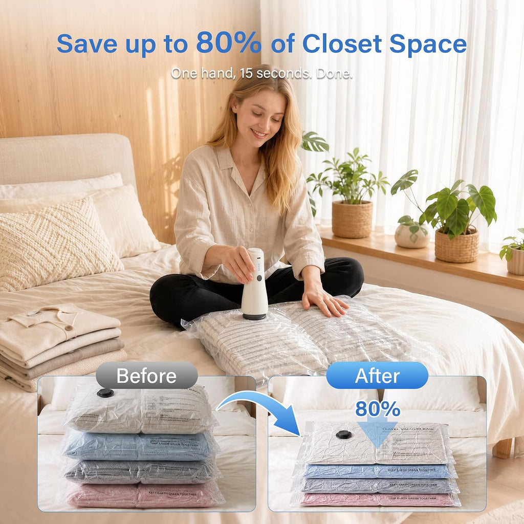 Vacuum Storage Bags with Pump,Space Saver,Cordless,16-Pack