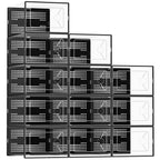 DUMOS Shoe Storage Boxes, 12-Pack Stackable Clear Shoe Containers with Lids, Display Sneaker Case Organizer for Closet, Under Bed, Entryway,White, Fit Size 11