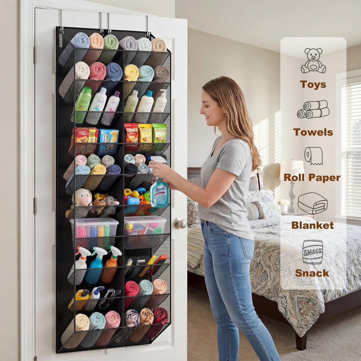 UVIAHOMI Over the Door Shoe Organizer for 20-30 Pairs, 10-Tier, Black