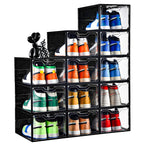 12 Pack Thicken & Sturdy Clear Shoe Storage Organizer with Magnetic Door, Shoe Boxes Clear Plastic Stackable for Closet, Shoe Rack for Sneaker Boot Container, Shoe Cabinet Fit up to US Size 12
