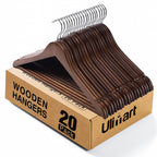 Wooden Hangers 20 Pack,Clothes Hanger for Daily Used,Coat Hanger for Closet,Heavy Duty Wood Hangers for Suit, Shirts, Jackets, Dress, Pant (Walnut)