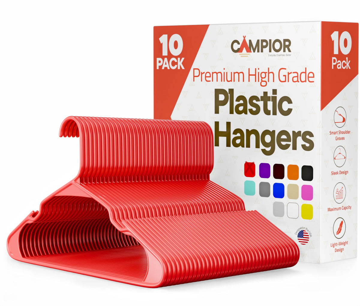 Pink Plastic Hangers 30 Pack– Heavy-Duty Plastic Hangers Slim and Space-Saving, Durable and Lightweight PP with Non-Slip Shoulder Notches for Slip Dresses, Suits, Jackets & Camisoles