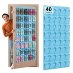 40 Large Mesh Pocket Over the Door Shoe Organizer,Hanging Shoe Rack for Door,Hualleko Shoes Organizer Hanger with Large Capacity, Shoes Storage Holder Sturdy Non-woven Fabric - Stores 20 Pairs (White)