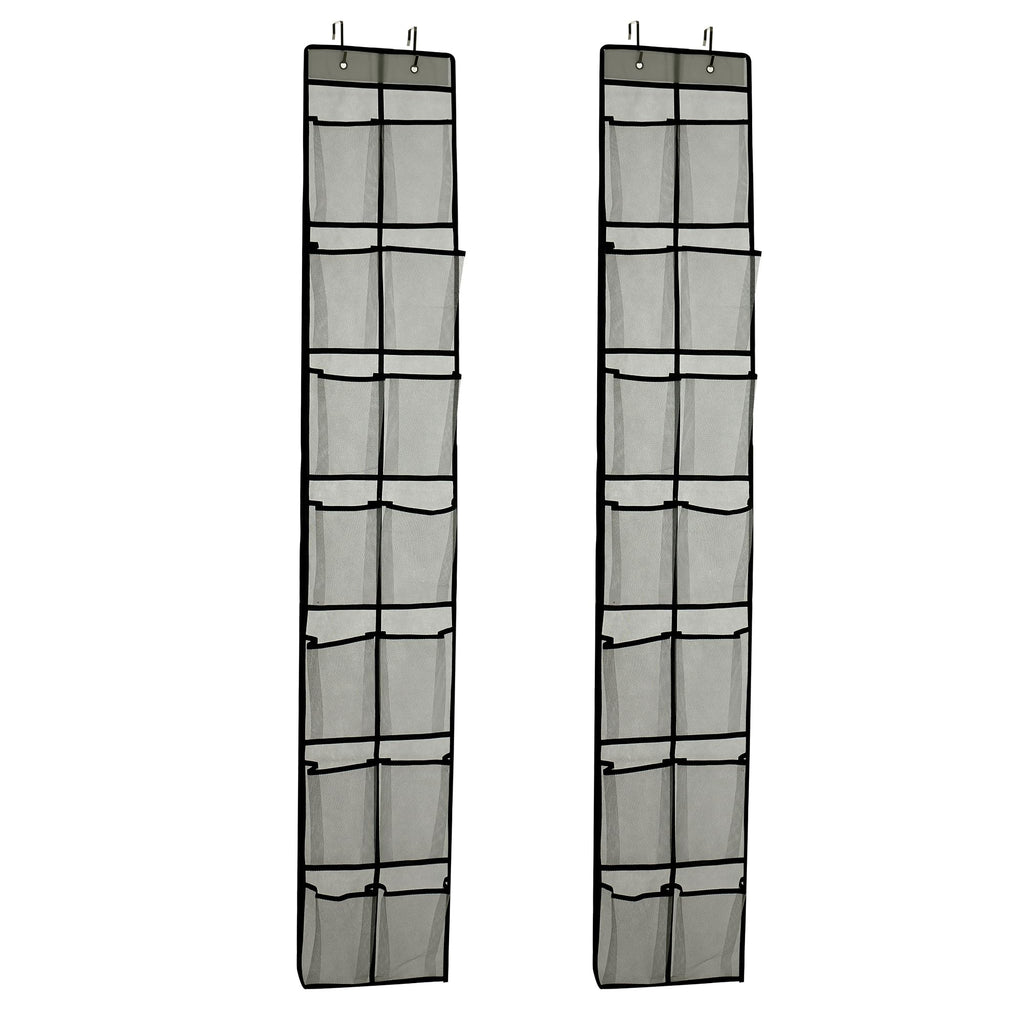 PVWSG Over The Door Shoe Organizer, 14 Large Mesh Pockets Hanging Shoe Rack for Closet Organizers and Storage, White, 2-pack (white)