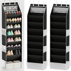 Criusia Shoe Organizer, Over the Door Shoe Organizer, Hanging Closet Shoe Storage with Large Deep Pockets, Fits 16–24 Pairs of Sneakers, Sandals, Boots, Gray
