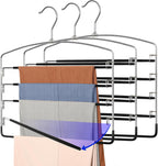 TOPIA HANGER Pant Hangers Space Saving 3 Pack with Non Slip 5 Tiers Hangers