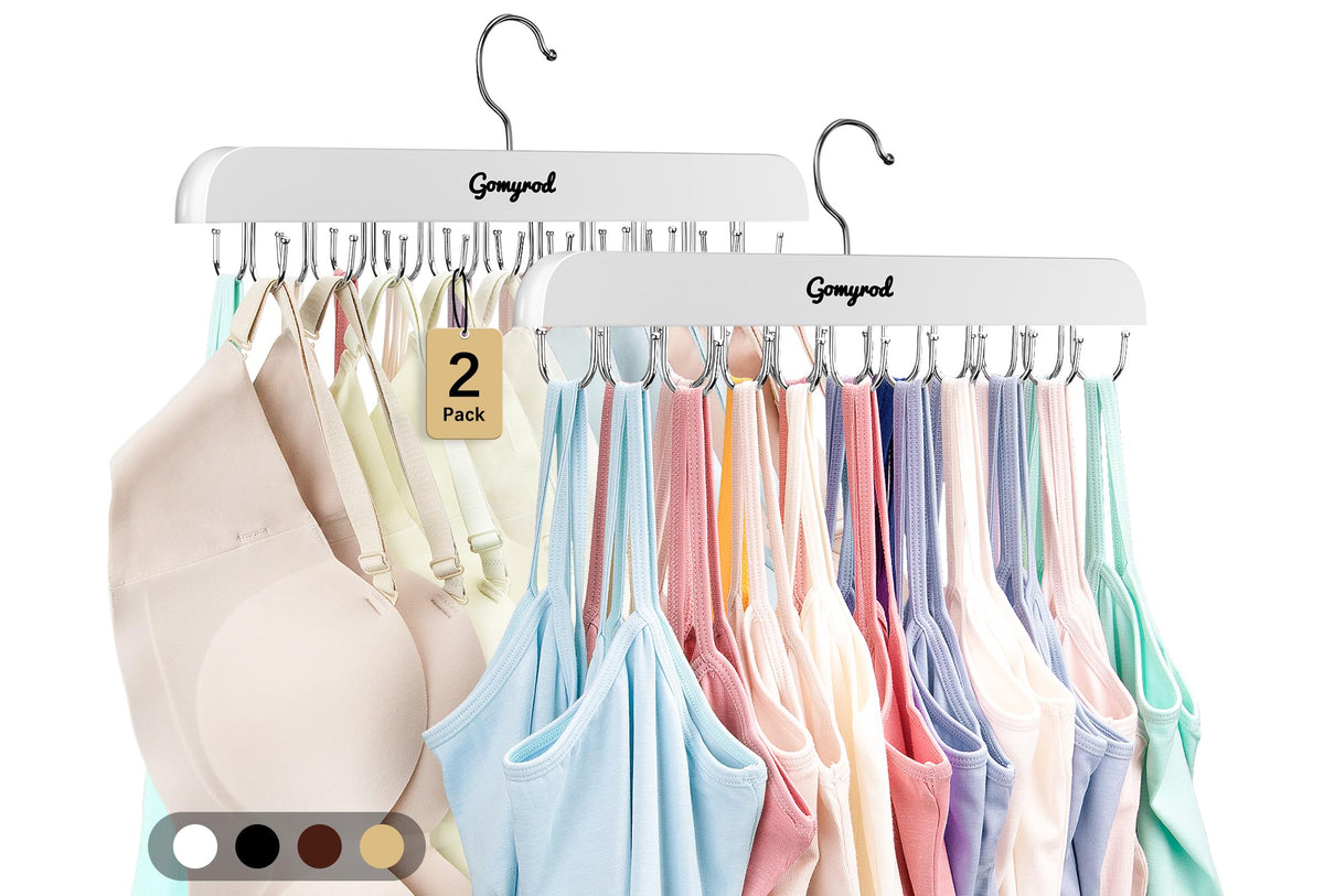 Gomyrod Tank Top Hanger, 2 Pack w/40 Hooks Bra Hanger for Closet Organizer