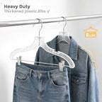 HOUSE DAY Clear Hangers with Clips 12 Pack, Set Hanger for Tops and Bottoms