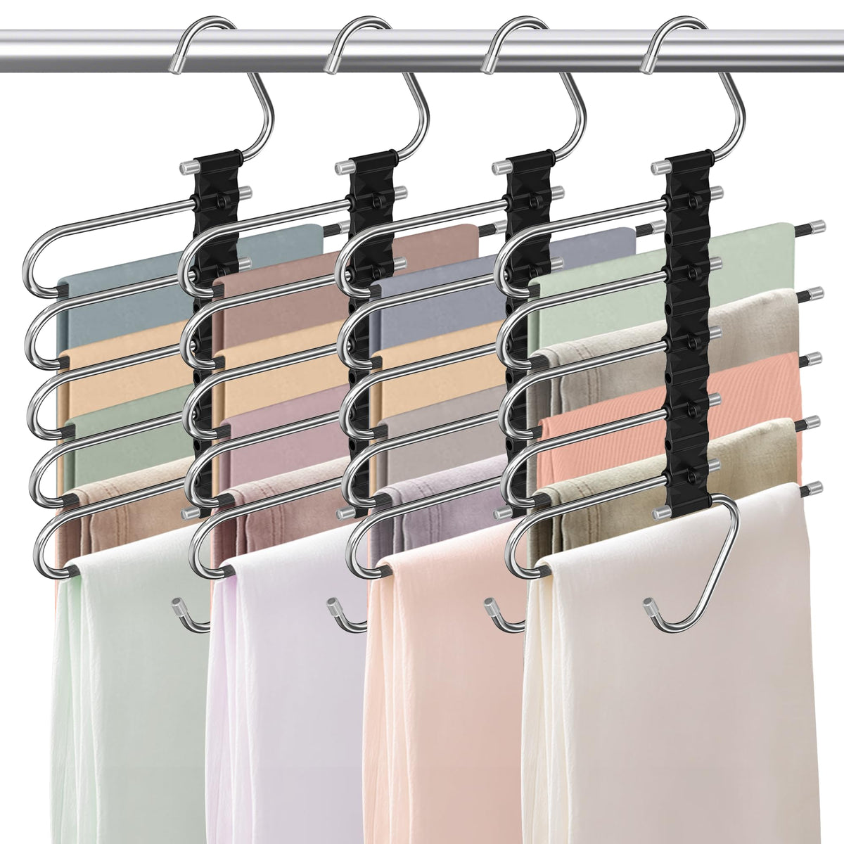 9 Layers Pants Hangers Space Saving Non-Slip Closet Organizer 2 Pack