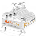 HOUSE DAY Clear Hangers with Clips 12 Pack, Set Hanger for Tops and Bottoms