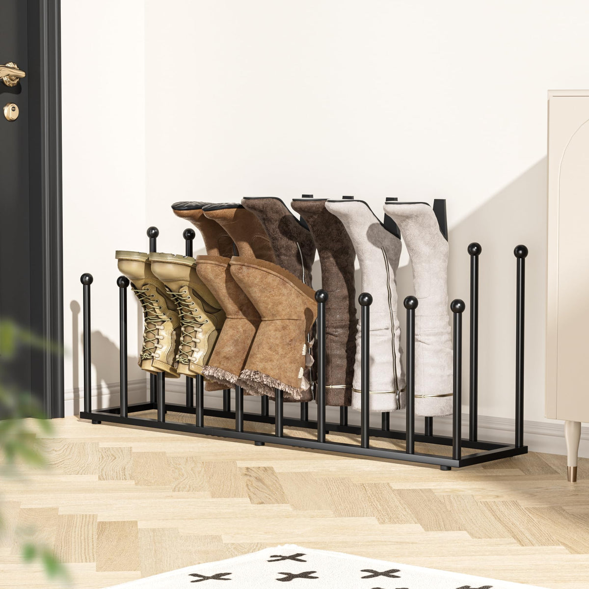 Freestanding Boot Rack, Shoe Storage Organizer Fit for 8 Pairs, Black