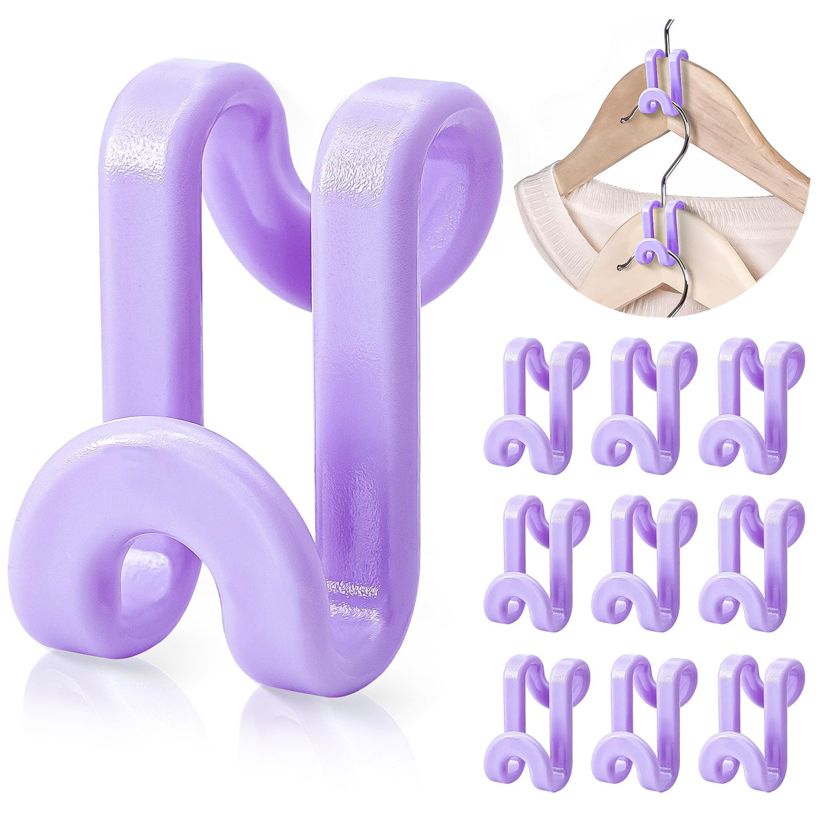 Mlici 60 Pack Space Saving Hanger Hooks, Connector Hooks for Closet, Clear