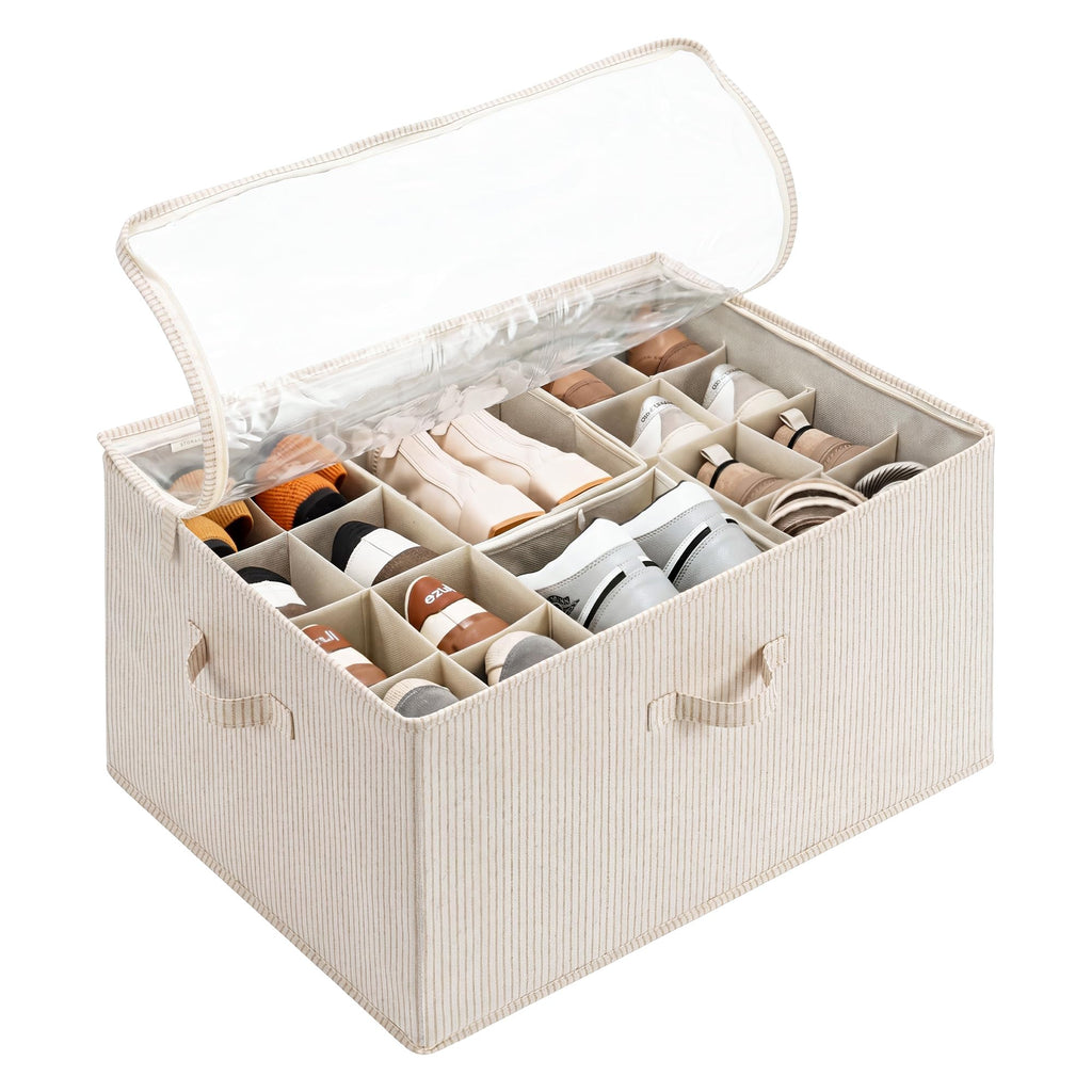 StorageWorks 2-Pack 32-Pair Shoe Storage Organizer for Closet, Beige