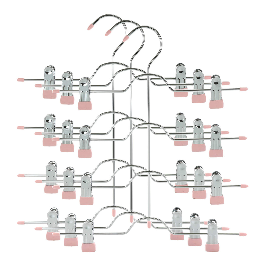 TOPIA HANGER 4 Tier Metal Skirt Hangers with Clips 80% Space Saving 2 Pack