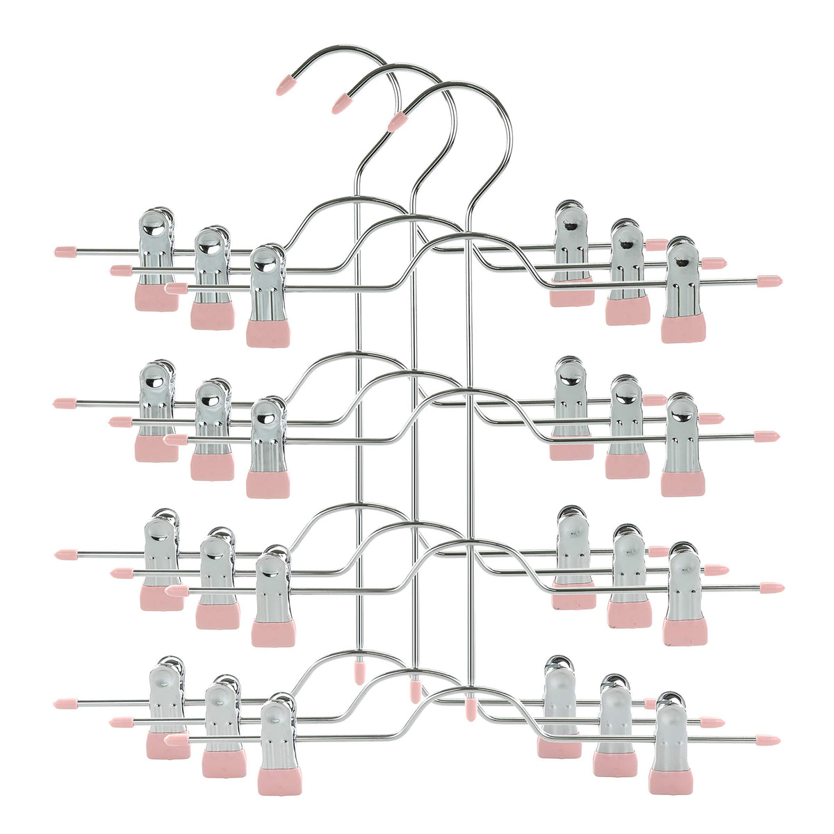 TOPIA HANGER 4 Tier Metal Skirt Hangers with Clips 80% Space Saving 2 Pack
