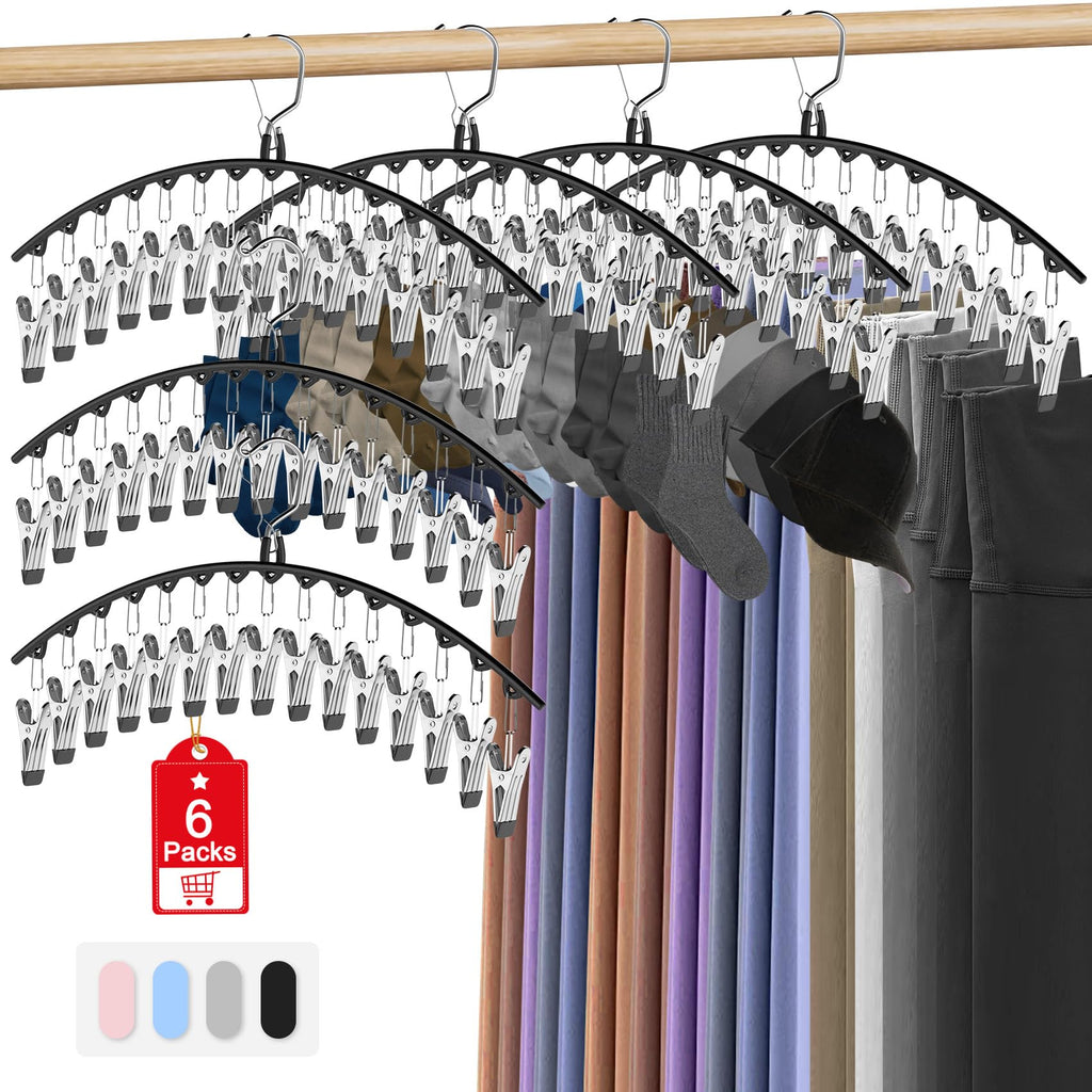 3 Pack Skirt Pants Hangers with Clips, Legging Organizer for Closet, Black
