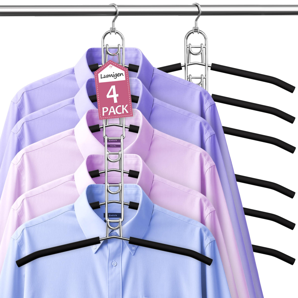 Pants Hangers With Clips, Newly Upgraded Detachable Space Saving Hangers for Skirts, Shorts & Trousers with Non slip clip,Heavy Duty Skirt Hangers - Hanging Closet Organizer And Storage,Patent Pending