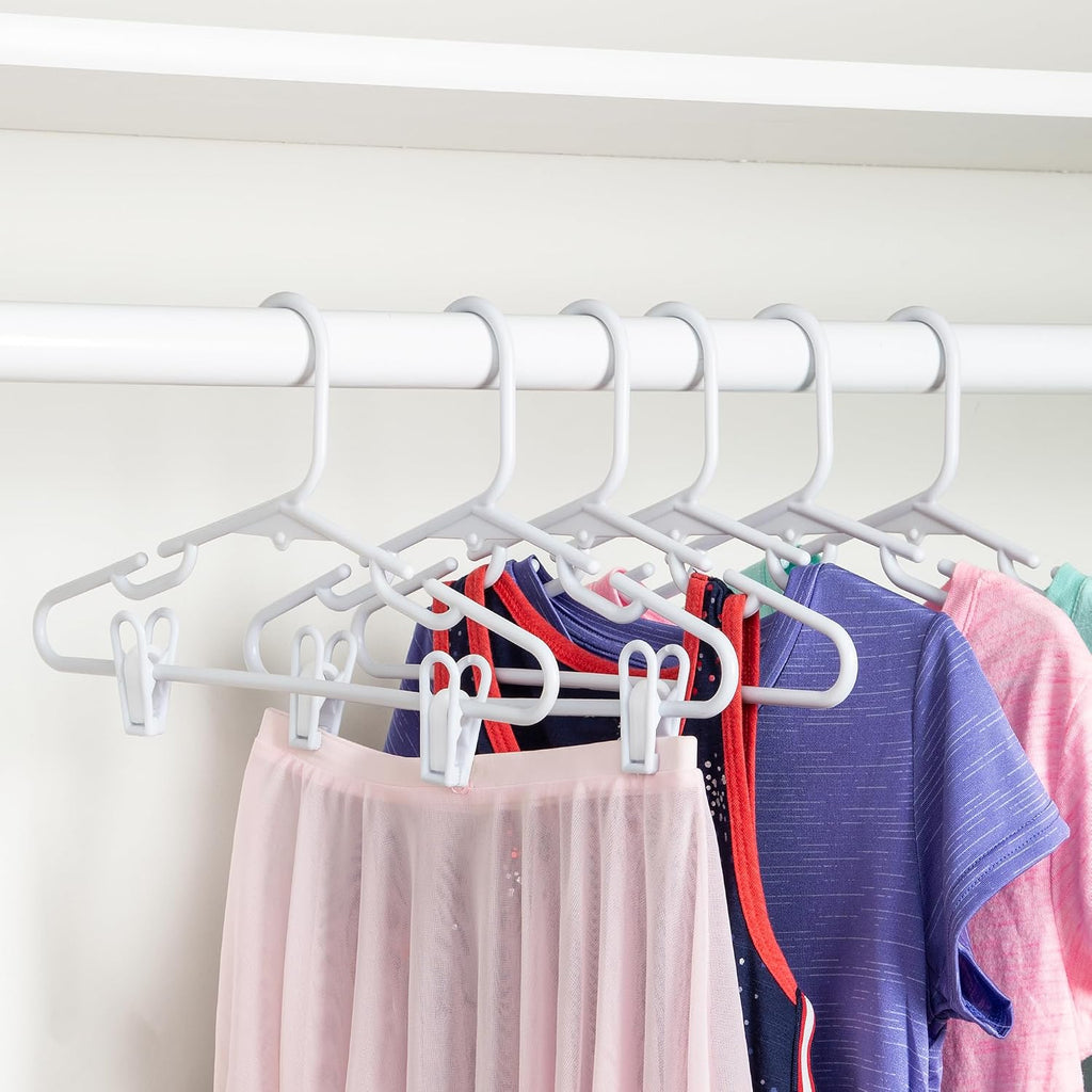 Honey-Can-Do Kids Clothes Hanger, Baby Clothes Hangers with Clips, Removable Clips are Designed to Keep Bottoms and Tops Perfectly Paired, Making it Easier to Organize and Store Outfits, 18 Pack