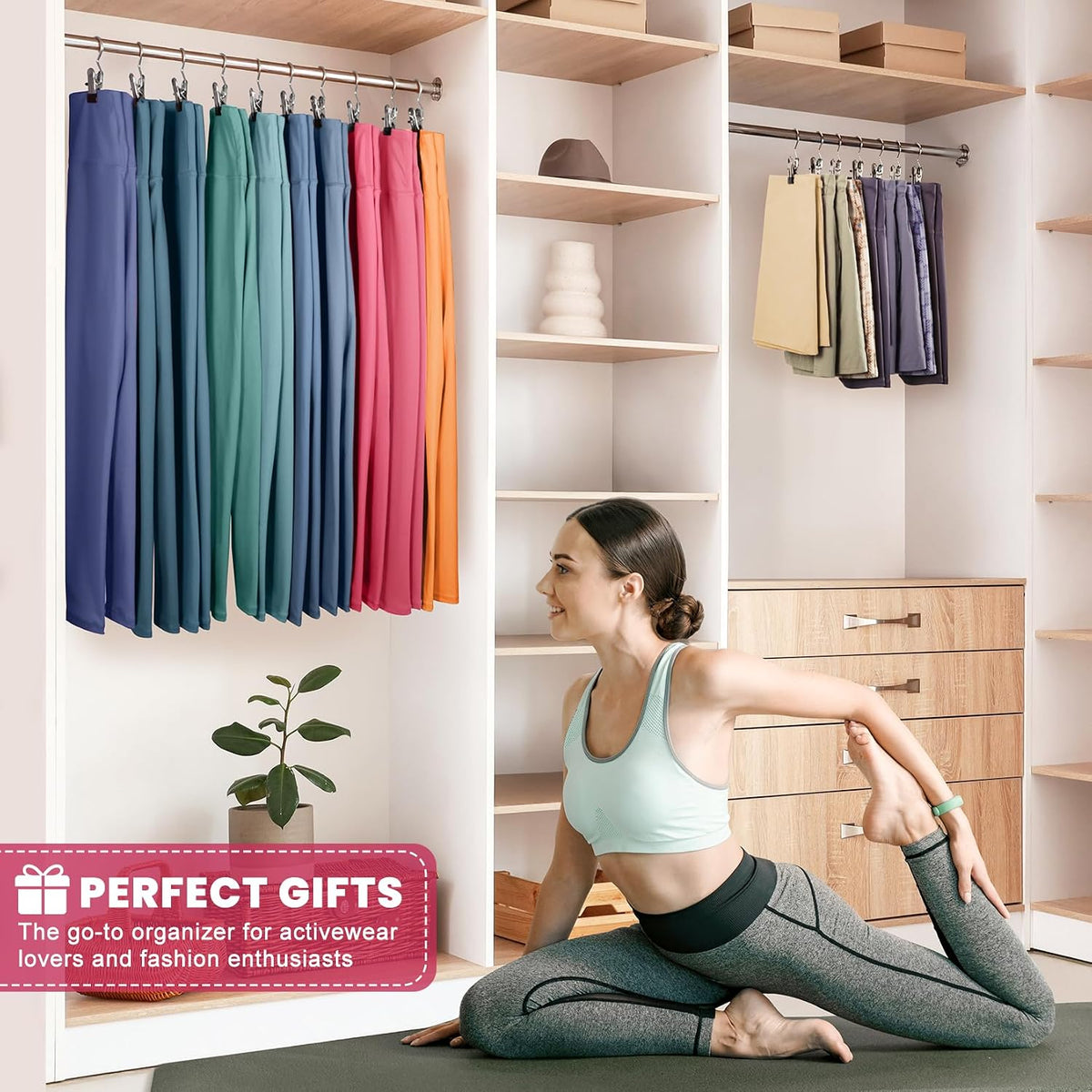 30 Pack Pants Hangers with Clips,Legging & Jean Hangers for Closet Hanging