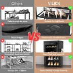 VILICK Shoe Rack with Cover Narrow Shoe Organizer with 4 Side Pockets 10 Tier Tall Shoe Storage Holds 18-22 Pairs Shoes and Boots Shoe Rack for Closet Entryway Garage