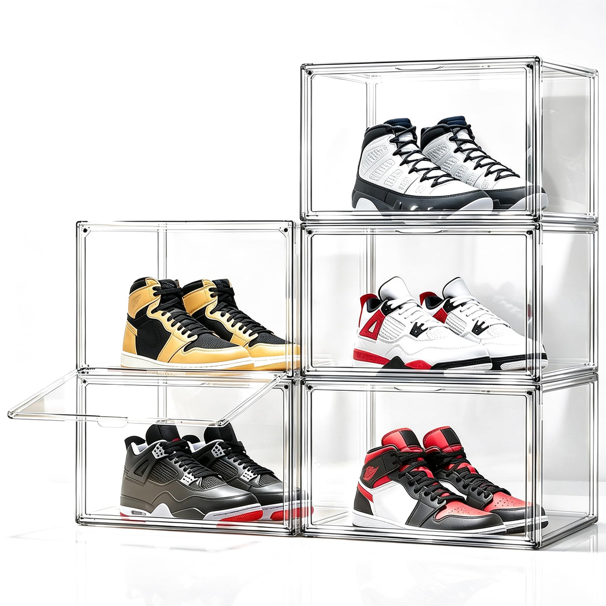 Heavy Duty Acrylic-Look Shoe Box, Size 14, Stack Everyday Footwear Storage