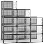 Kuject 12 Pack Large Shoe Boxes, Clear Stackable Containers with Lids,Black