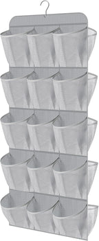 MISSLO 30 Large Pockets Dual Sided Hanging Shoe Organizer for Closet with Rotating Hanger Hanging Shoe Shelves, Grey