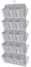 MISSLO 30 Large Pockets Dual Sided Hanging Shoe Organizer for Closet with Rotating Hanger Hanging Shoe Shelves, Grey