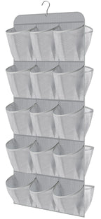 MISSLO 30 Large Pockets Dual Sided Hanging Shoe Organizer for Closet with Rotating Hanger Hanging Shoe Shelves, Grey