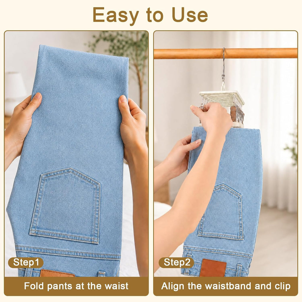 Pants Hangers with Clips – 2 Pack Holds 20 Pants, Non-Slip Space Saving