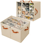TOPIA HOME Shoe Organizer for Closet, Foldable Shoe Box, Adjustable Divider