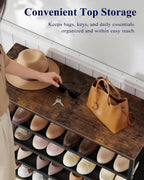 Kitsure 5-Tier Shoe Rack with Wooden Top, 29.5" x 11.4" x 31.1", Brown