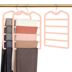 Pants Hangers Space Saving,3 Pack 5 Tier Velvet Short Neck Pants Hangers