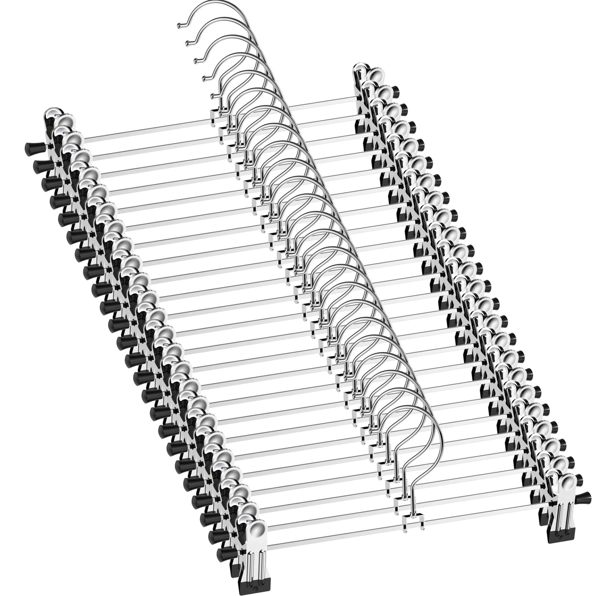 NORTHERN BROTHERS Pants Hangers - 50 Pack Skirt Hangers for Women Metal Hangers Space Saving for Trouser Shorts Coat Jean Adjustable Clip Men Kids Clothes