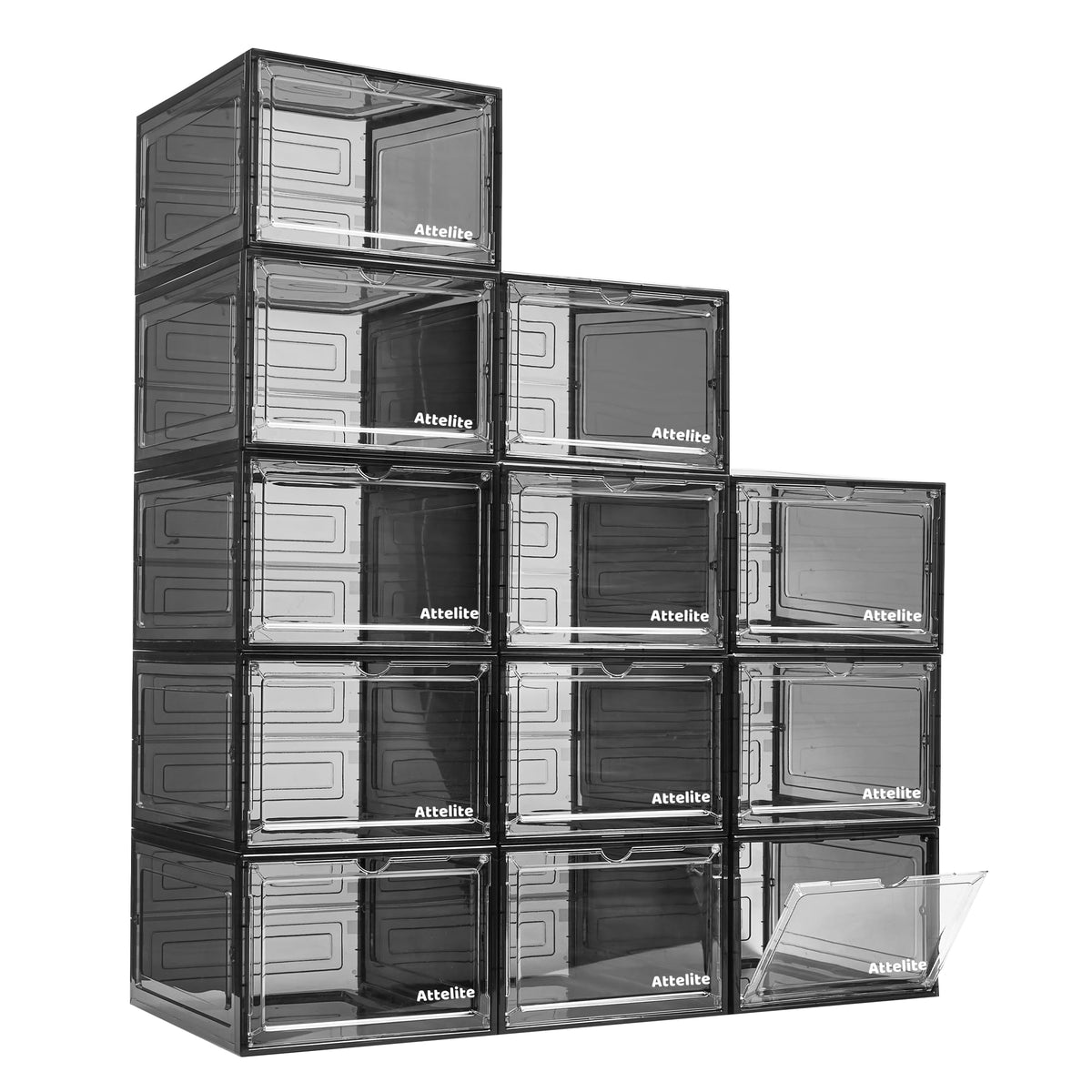 Attelite Shoe Storage Boxes Stackable Clear Shoe Organizer Cabinet,6 Pack
