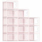 Kuject 12 Pack Large Shoe Boxes, Clear Stackable Containers with Lids,Black