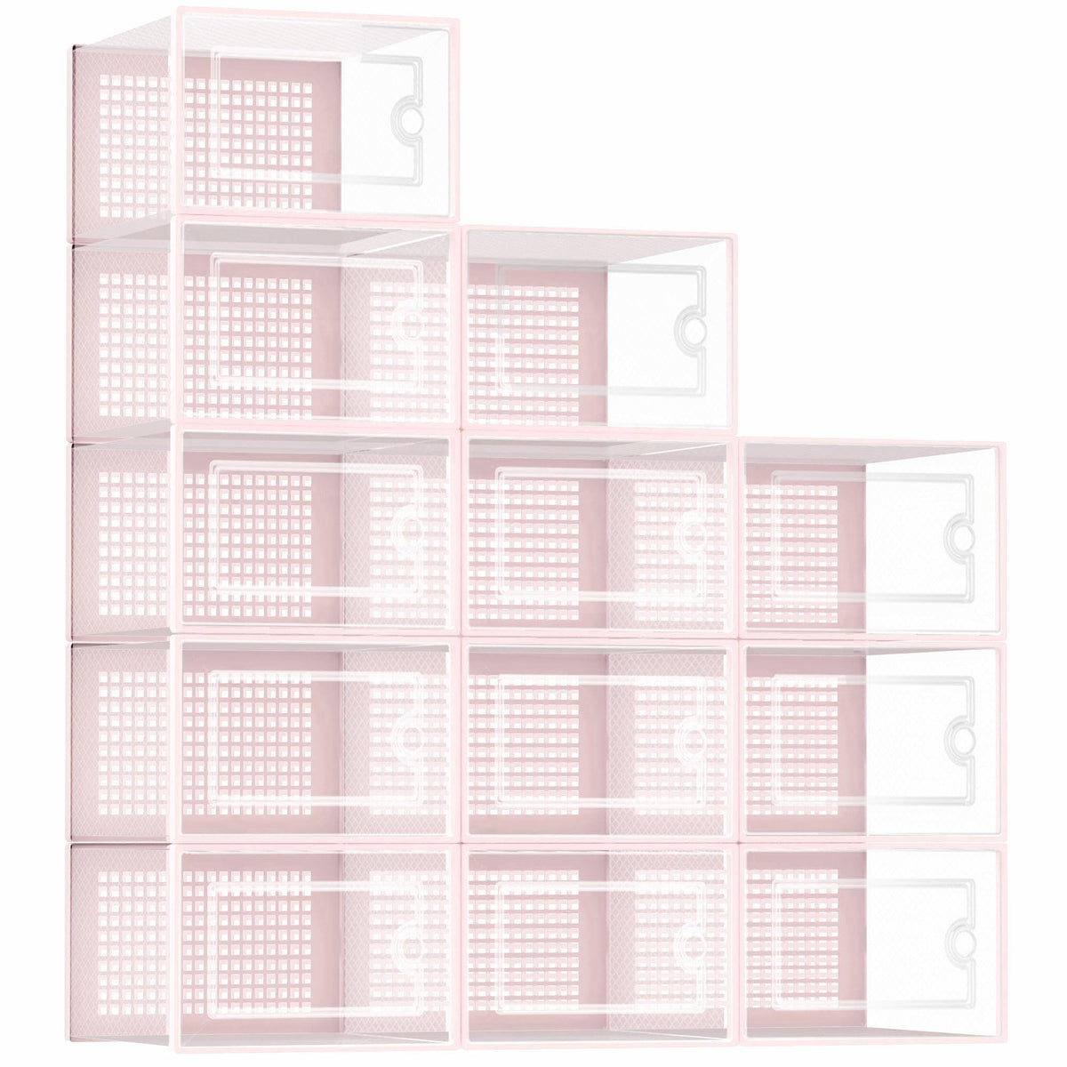 Kuject 12 Pack Large Shoe Boxes, Clear Stackable Containers with Lids,Black