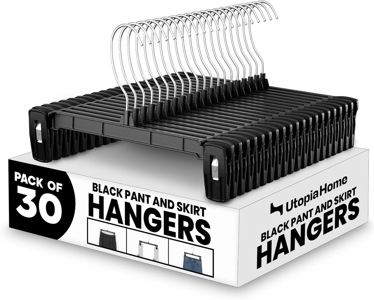 Utopia Home Skirt Hangers 30 Pack – Clips & 360° Swivel Hook
