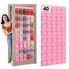 40 Large Mesh Pocket Over the Door Shoe Organizer,Hanging Shoe Rack for Door,Hualleko Shoes Organizer Hanger with Large Capacity, Shoes Storage Holder Sturdy Non-woven Fabric - Stores 20 Pairs (White)