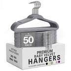 Utopia Home Kids Velvet Hanger 50 Pack – 11" Premium Baby Hangers - Grey