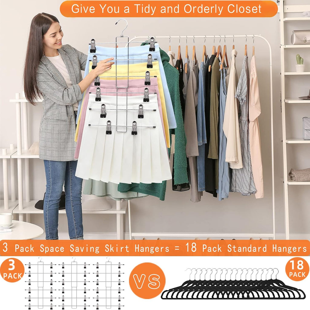 3 Pack Pants-Hangers-Space-Saving, 6 Tier-Closet-Organizers-and-Storage