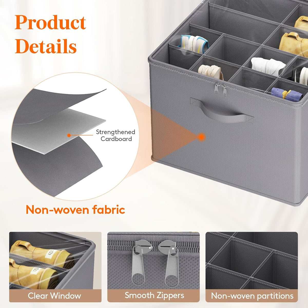 Lifewit Shoe Storage Organizer for Closet, Holder Box, 2 Pack, Gray