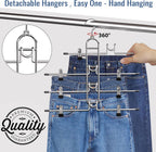 Pants Hangers With Clips, Newly Upgraded Detachable Space Saving Hangers for Skirts, Shorts & Trousers with Non slip clip,Heavy Duty Skirt Hangers - Hanging Closet Organizer And Storage,Patent Pending